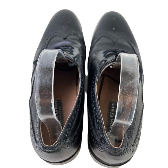 Aston Grey Collection Cross Mens Black Leather Wingtip Oxford Dress Shoes sz 9 main image 14